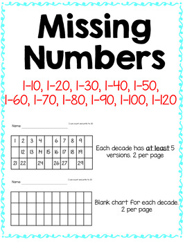 Preview of Missing Numbers 1-120 and Skip Counting