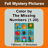 Missing Numbers 1-20 - Autumn (Fall) Color By Number - Mat