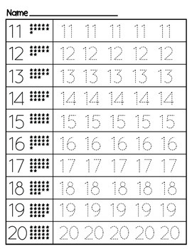 Missing Numbers 1-20 and tracing number 1-20 by SANDEE STUDIO | TPT