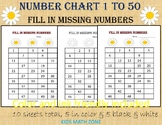 Missing Numbers to 50 / Worksheets for Kindergarten & Pres