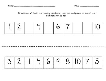 missing numbers activitiescut and paste 1 30 tpt