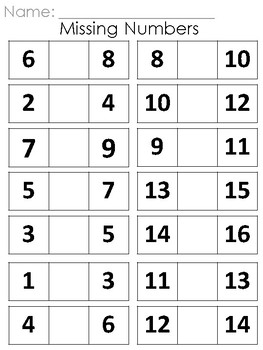 Missing Numbers-Different Levels-Counting Backwards and Forwards