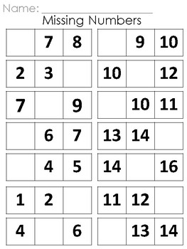 Missing Numbers-Different Levels-Counting Backwards and Forwards