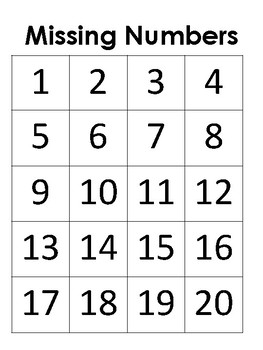 Missing Numbers-Different Levels-Counting Backwards and Forwards