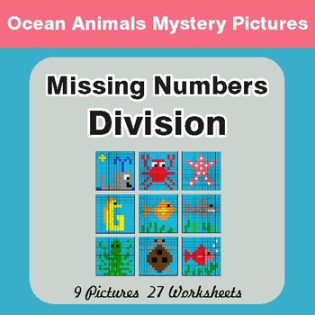 Missing Numbers Division - Color-By-Number Math Mystery Pictures