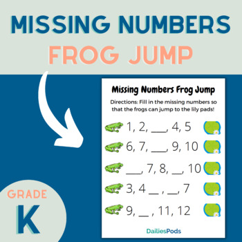 Preview of Missing Numbers Frog Jump | Printable Math and Number Writing Activity