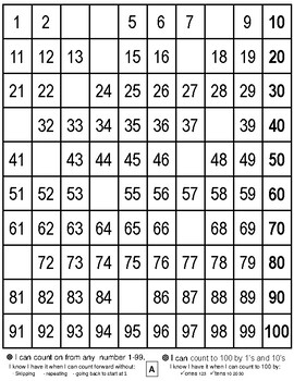 Missing Number Chart 1 100