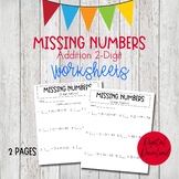Missing Numbers Math Worksheets, 2-Digit Addition Math Worksheets