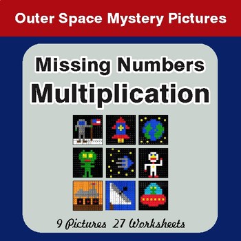 Missing Numbers Multiplication - Color-By-Number Math Mystery Pictures