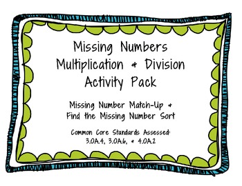 missing number multiplication and division teaching resources tpt