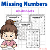 Missing Numbers Sense 1-20 Summer Writing Worksheets Kindergarten