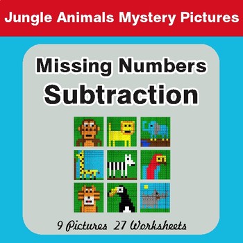 Missing Numbers Subtraction - Color-By-Number Math Mystery Pictures