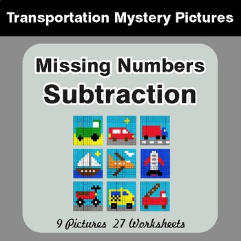 Missing Numbers Subtraction - Color By Number Math Mystery Pictures