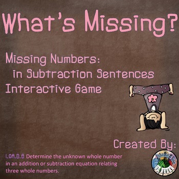 Preview of Missing Numbers Subtraction Interactive Game 1.OA.D.8