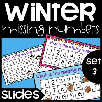 Preview of Missing Numbers Winter Theme Set 3 | Missing Numbers Activity | Numbers to 20