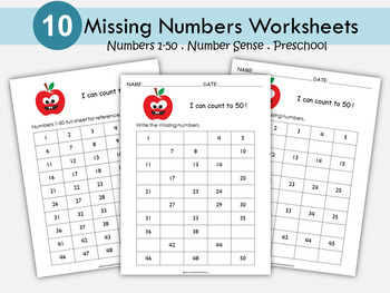 fill in the missing numbers worksheets 1 50 kindergarten math counting t 184