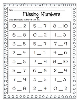 missing numbers worksheets by brandi fletcher teachers