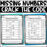 Missing Numbers Worksheets: Addition and Subtraction within 20