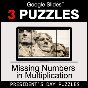 Preview of Missing Numbers in Multiplication - Google Slides - President's Day Puzzles