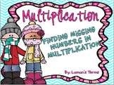 Missing Numbers in Multiplication PowerPoint game Winter Theme