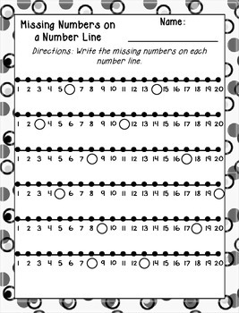 Missing Numbers on a Number Line Printables by Klever Kiddos | TPT