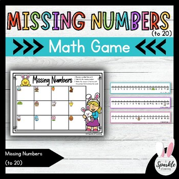 Preview of Kindergarten Easter Math Center Game | Missing Numbers to 20 on a Number Line