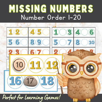 Preview of Missing Numbers to 20 | Number Order Cards | Flashcards | Kindergarten Math Game