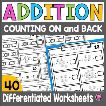 Preview of Counting On Activities and Addition to 20 Kindergarten Math Worksheets