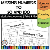 Editable Missing Numbers to 20 and 100 - Counting Backward