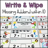 Missing Part Write and Wipe: Find the Missing Addend within 10