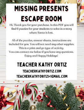 Preview of Missing Presents - Christmas Escape Room-Grades 3+
