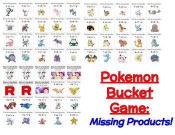 Preview of Missing Product - Pokémon Bucket Game - Multiplication Practice Within 100