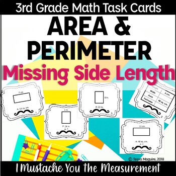 Preview of Perimeter Missing Side Task Cards - Area with Unknown Side Lengths Measurement