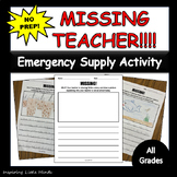 Missing Teacher Creative Writing Activity | Emergency Supp