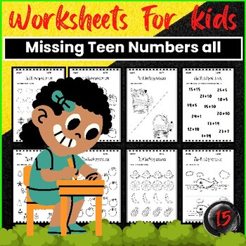Preview of Missing Teen Numbers Worksheet Cut and Paste Ten Frames