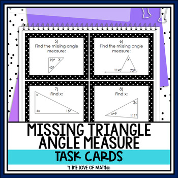 Preview of Find Missing Triangle Angles and Lengths Task Cards