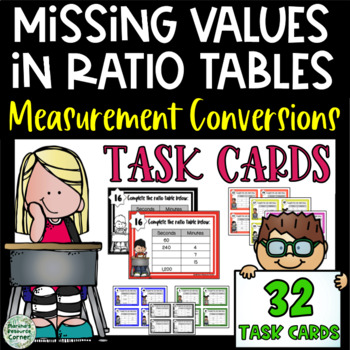 Preview of Missing Values in Ratio Tables (Measurement Conversions) Task Cards