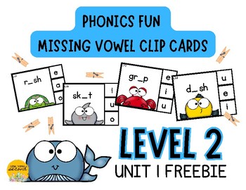 Preview of Missing Vowel Clip Cards - Level 2 - FREEBIE