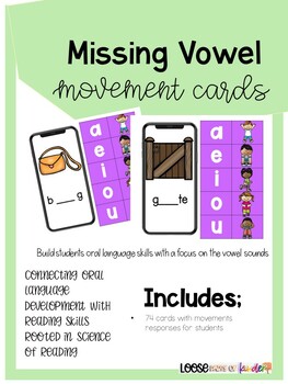 Preview of Missing Vowel Movement Cards | Science of Reading Linked 