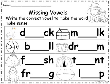 Missing Vowels by Teaching the Tiny People | TPT