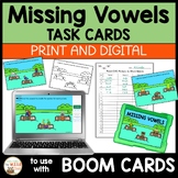 Missing Vowels Task Cards Center and Boom Deck K-1 Phonemi