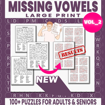 Preview of Missing Vowels Word Search, Large Print Puzzle Per Page,Unique Word Search VOL_2