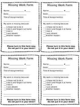 Editable Missing Work Form by Teaching FACS With Aloha TpT