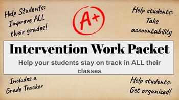 Preview of Missing Work Intervention Packet: Help your students get organized- ALL subjects