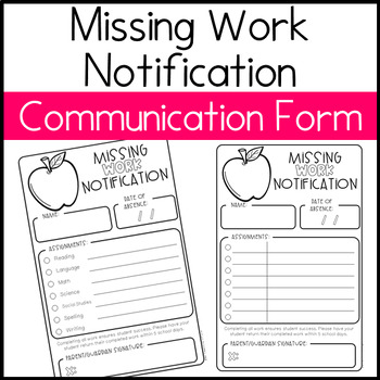 Preview of Missing Work Notification Form (FREE)