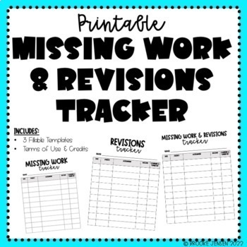 Preview of Missing Work & Revisions Tracker FREEBIE