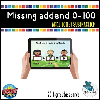 Preview of Missing addend to 100 : Write the answer  / BOOM CARDS