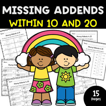 Preview of Missing addends to 20 ,Part- Part- Whole, and Equation Sheets for First Graders