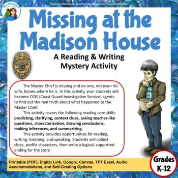 Preview of Missing at the Madison House Story Writing Activity Digital & Printable w/ Audio