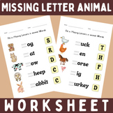 Missing letter animal worksheet - fill in farm animals wor